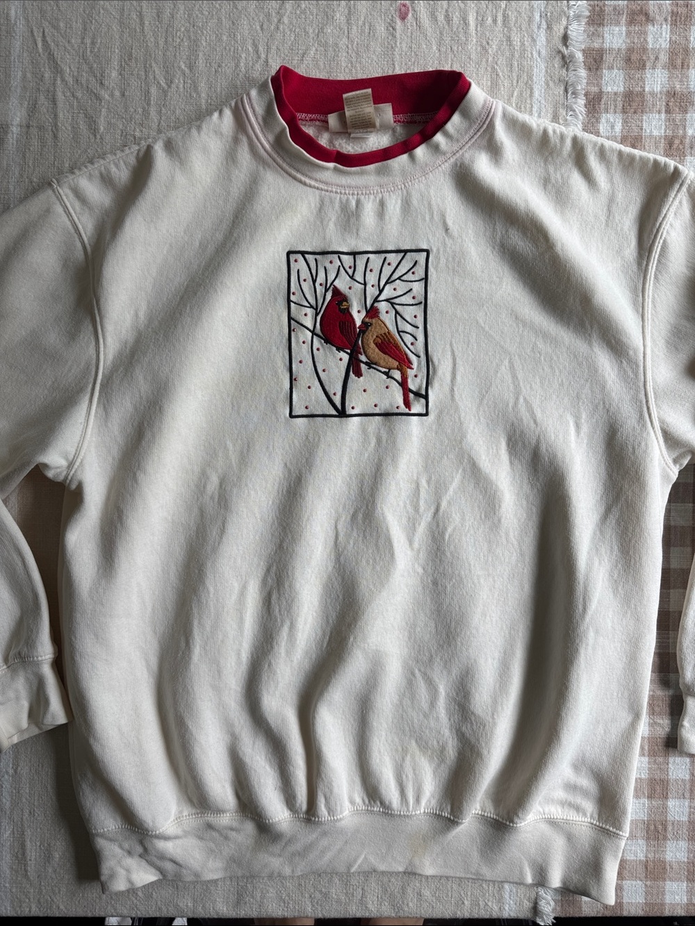 MCE Cream Sweatshirt with Red Trim and Cardinal Embroidery